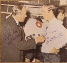 Alf Ramsey & Bobby Charlton England's greatest signed mag photo 7x6.5" AFTAL COA