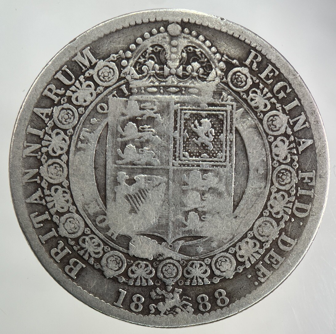 1888 Victoria Half-Crown Silver Coin in Collectible Condition