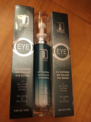 Dongyu 2 PACK 5% Caffeine Eye Serum Under Eye Roller Cream for Dark Circles NIB 