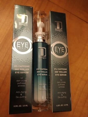 Dongyu 2 PACK 5% Caffeine Eye Serum Under Eye Roller Cream for Dark Circles NIB