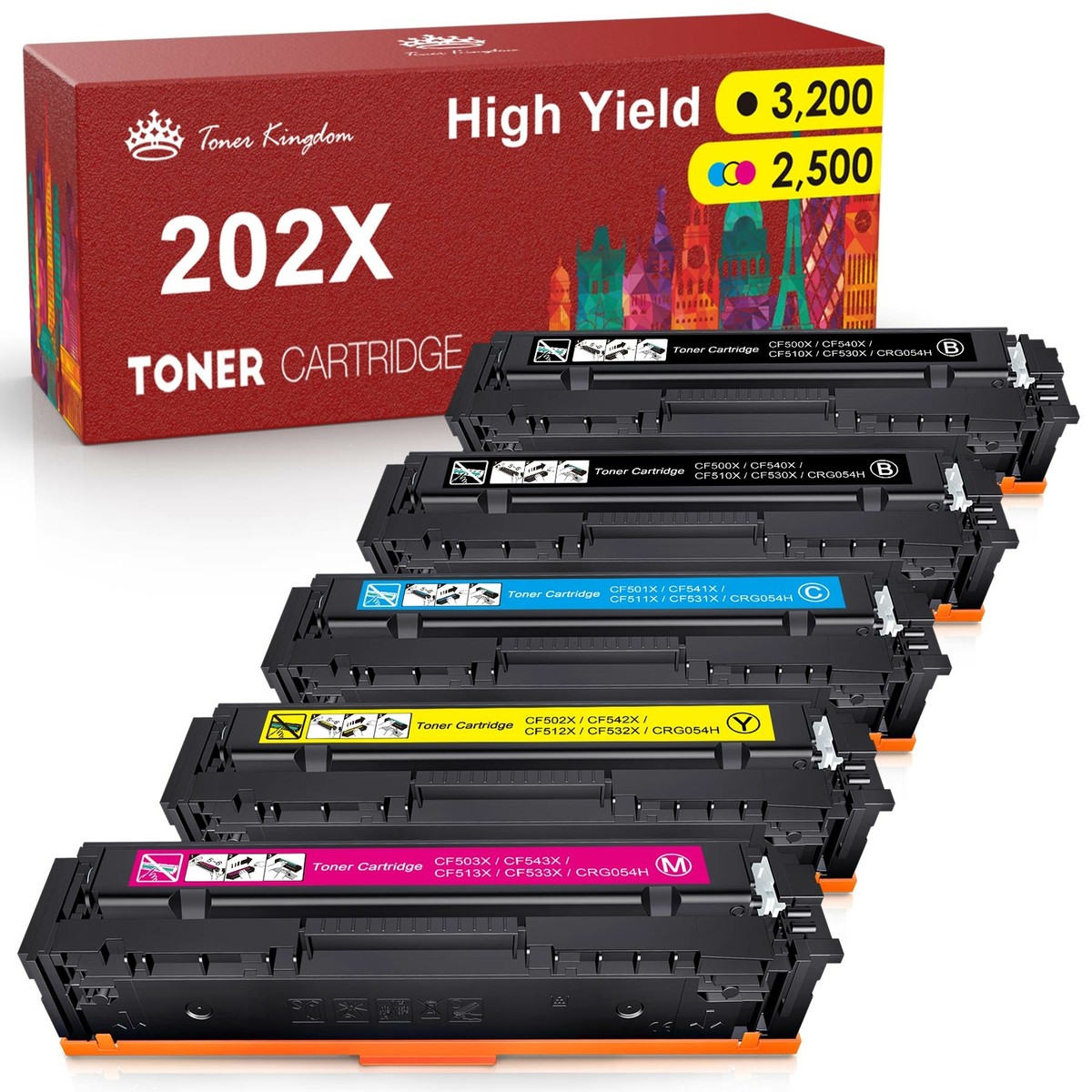 Shakink CF500A/202X Compatible Toner Cartridges For HP Color LaserJet Pro M254dw M281 Series