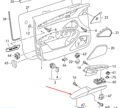 NEU AUDI A8 D4 TÜRVERKLEIDUNG VORNE LINKS ARMLEHNE LHD 4H1867165DDA4 ORIGINAL