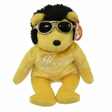 TY Beanie Baby Original - Solid Gold Beanie - The Elvis Bear  Plush 9 inch New