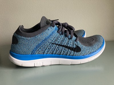 Nike Free 4 0 Flyknit Blue Gray Mens Running Shoe Size 8 631053 014 Womens 9 5 Ebay