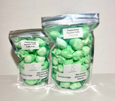 Freeze Dried Keylime Saltwater Taffy Puffs Candy *Pick Bag Size* Made Fresh