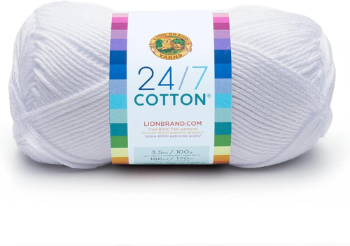 Lion Brand 24/7 Cotton Yarn, Lightweight Yarn for Knitting, Crocheting, and Craf