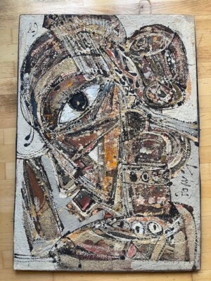 Original Bild Georges Adingra Composition Cubiste 1989 100x73x29 cm ÖL Leinwand