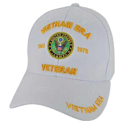 Vietnam ERA Veteran Hat ARMY Baseball Cap, White, 1960-1975