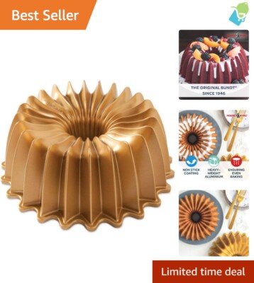 Superior 10-Cup Gold Bundt Pan Perfect for Anniversaries