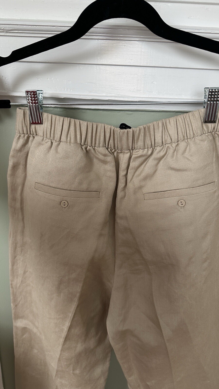 ALTRA & altre storie pantaloni alti su misura pantaloni lino marrone chiaro taglia 2 elasticizzati