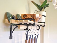 Kitchen Shelf Rack - 0.6m, 6 Wooden Laths and SOLID CAST IRON Shelf Brackets