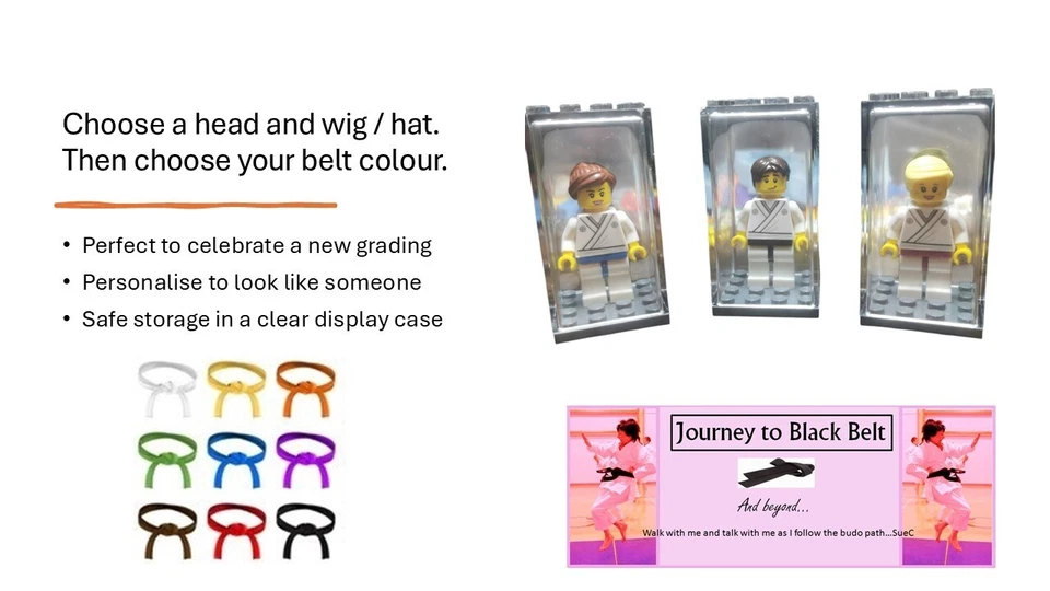 Karate Belt Grading Personalised Minifigure With Display case Create your grade. - Image 2 of 4