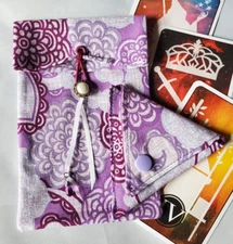 Tarot/Oracle Card Pouch Handmade Purple Mandala with Charm PLUS Crystal Pouch