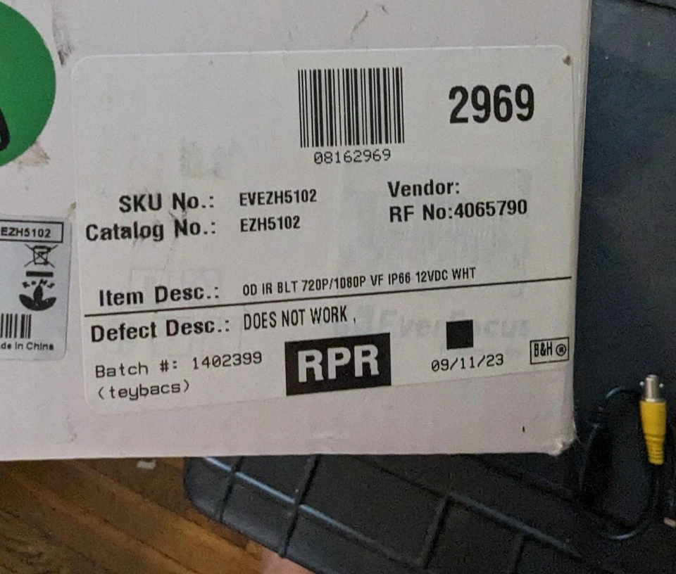 Everfocus Ezh5102 Mini IR Bullet Camera 1080p CCTV AS-IS For parts / Repair FS - Image 4 of 4