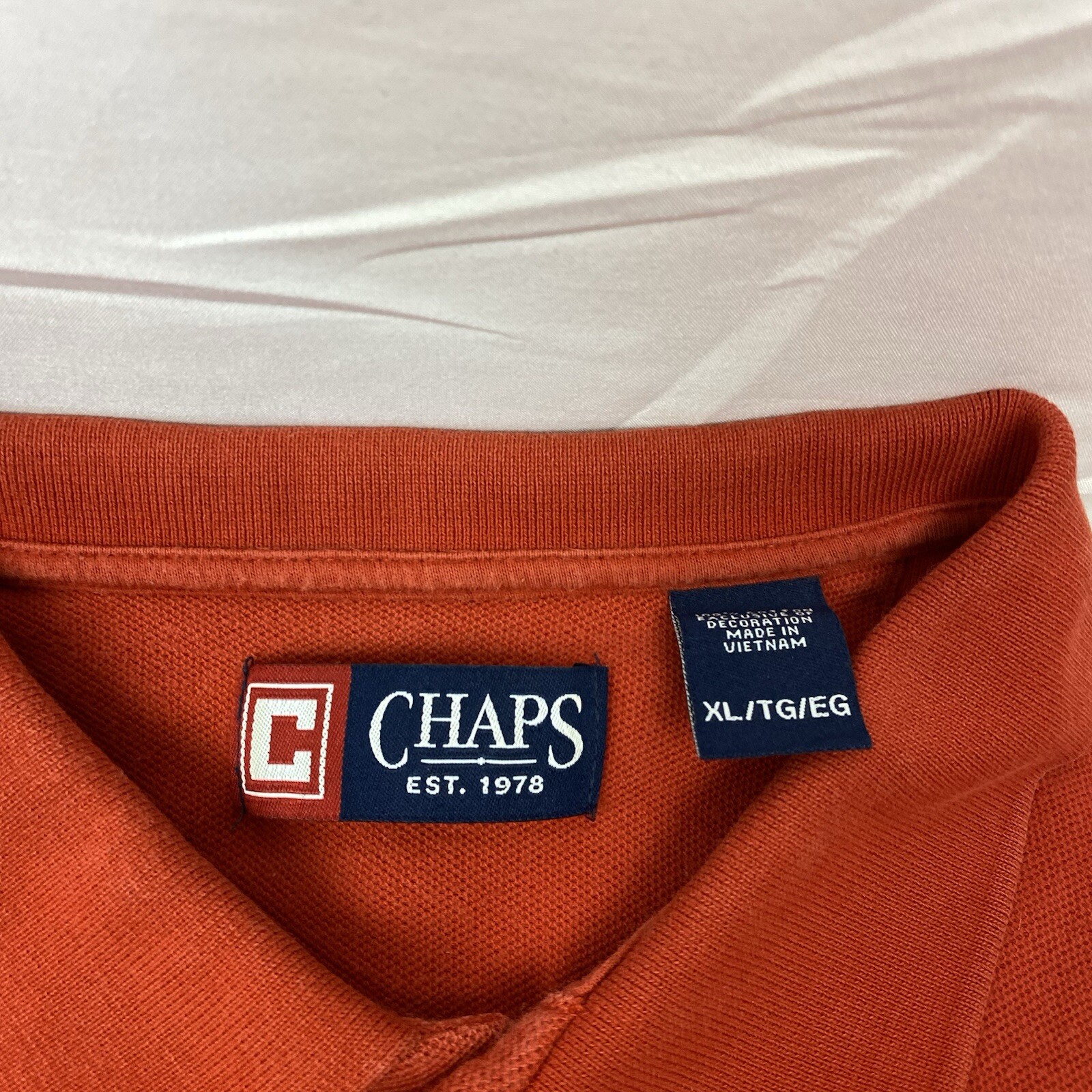 Chaps Men’s XL Extra Large Solid Orange Short Sle… - image 7