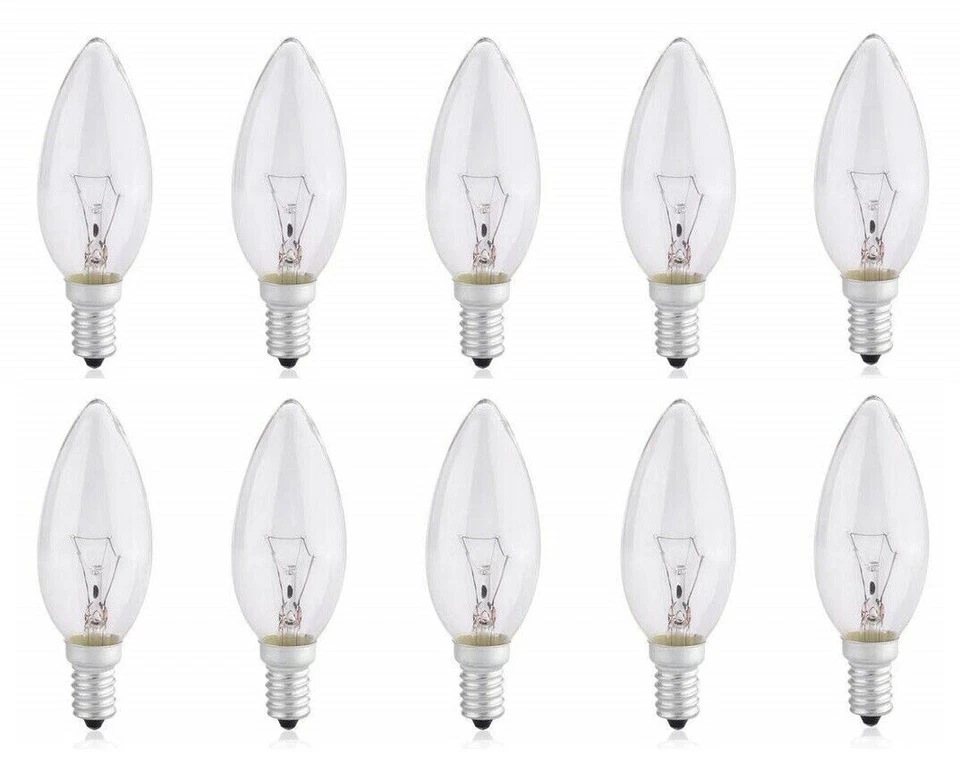 E14 B22 Candle Light Bulbs 40W 60W Clear Dimmable 10 PACK SES Bayonet UK SELLER - Image 3 of 4