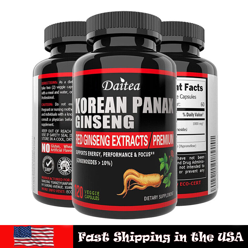 Red Korean Panax Ginseng 120 Veggie Caps Non-GMO Gluten Free USA