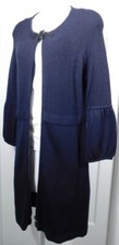 PER SE Women's Black Ribbed Top Wool Full Zip Front Sweater Dress Sz M