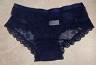 Sexy Satin Brief Sheer Back Lace Blue Panties XL  — photo 2