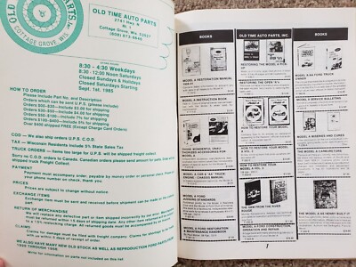 Old Time Auto Parts Ford Model A Parts Catalog - Cottage Grove MN - 1985 B  | eBay