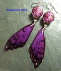Sparkling Raspberry Wings & Beads Handmade Earrings Butterflies Sterling Silver — photo 2