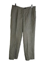 Vintage 90s Womens 14 Wool Houndstooth Plaid Flat Front Trouser Pants Old Money