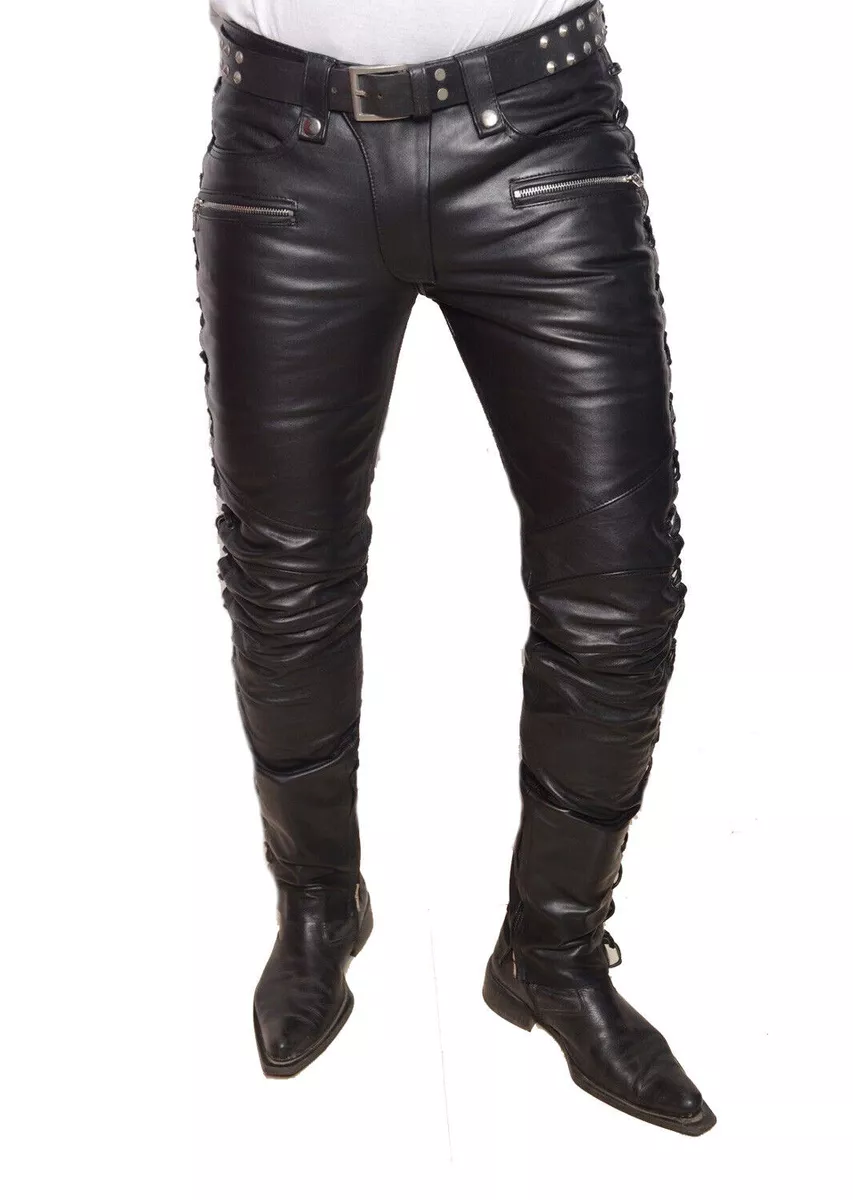 Pantalon cuir homme 2025 lacets