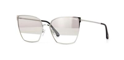 Tom Ford Helena FT0653 18C Sonnenbrille Sonnenbrille silber verspiegelt mit klaren Streifen