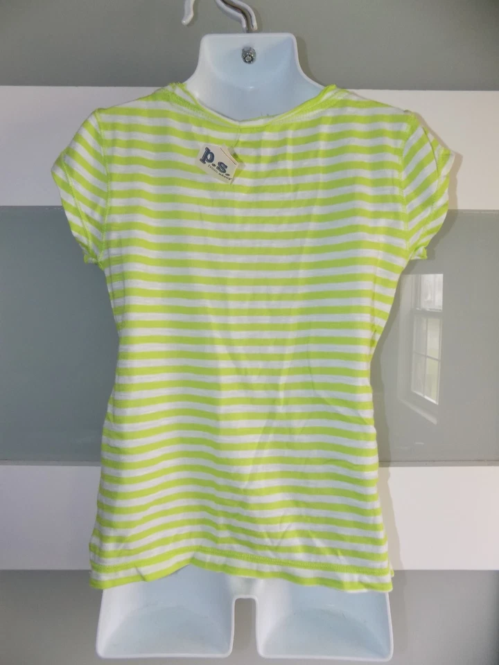 P.S. Aeropostale Lime Green & White Striped Shirt Size 4 Girls NEW - Image 3 of 3