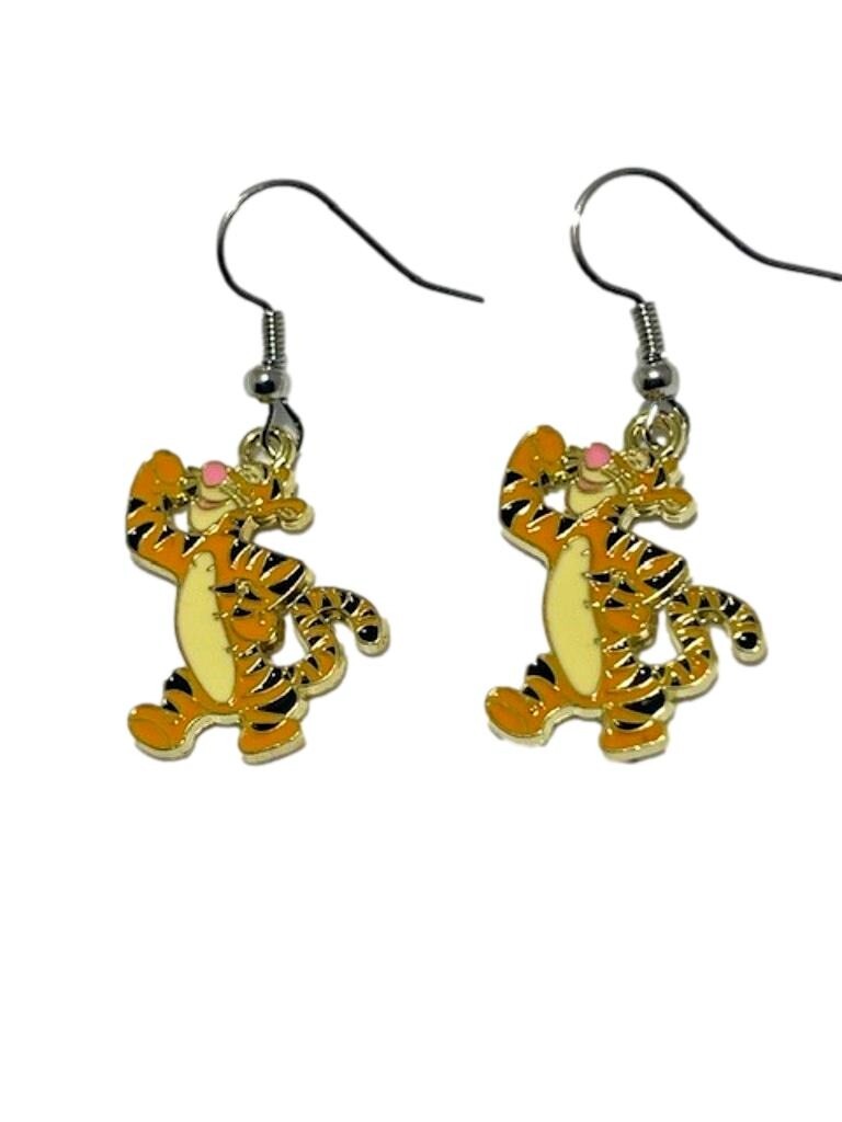 Tigger Winnie The Pooh Character Metal Enamel French Wire Earrings