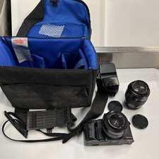 Vintage Yashica 200 AF Camera with 2 Lens, flash, Bag Untested