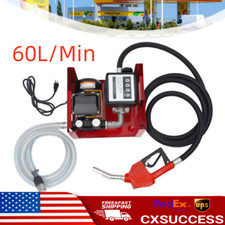 Electric Oil Fuel Diesel Transfer Filling Pump w/ Nozzle Meter Hoses 60L/Min