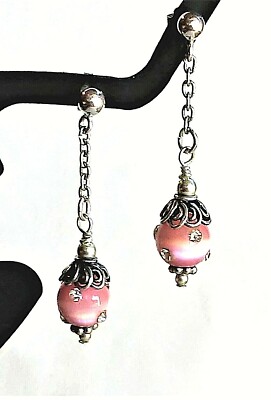 Cat's Eye Fireball Sterling Silver Stud Earrings