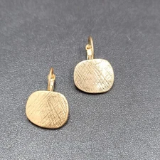 Pierced Earrings Gold tone Cross Hatch Dangle 5/8"