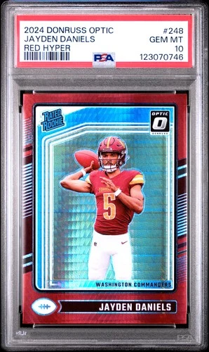 Jayden Daniels Panini Donruss Optic Red Hyper 248 PSA 10