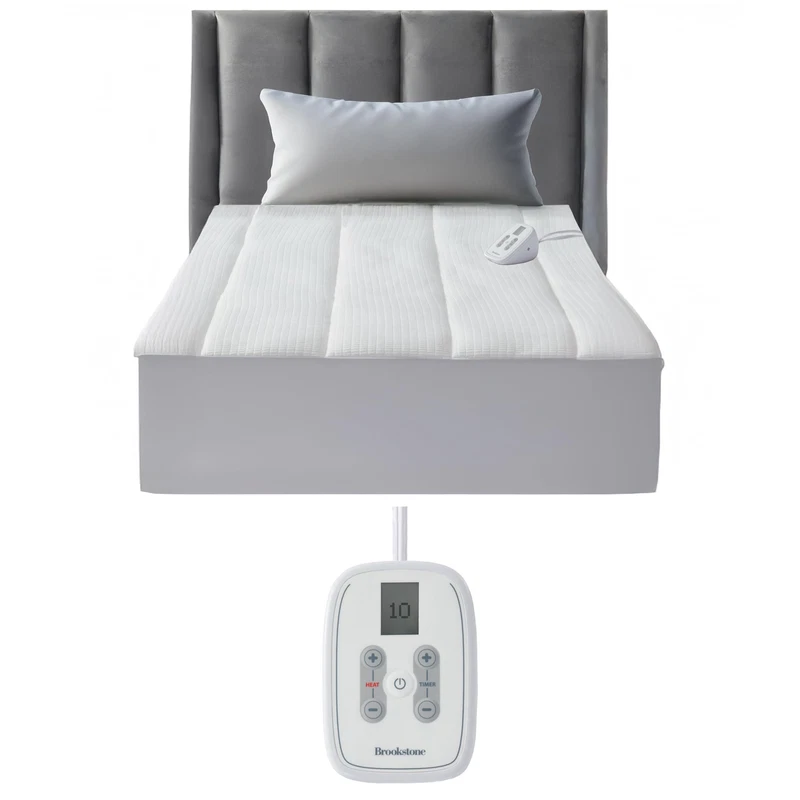 Brookstone Matelass Knit Heated Mattress Pad Full Size 10 Heat Settings Auto