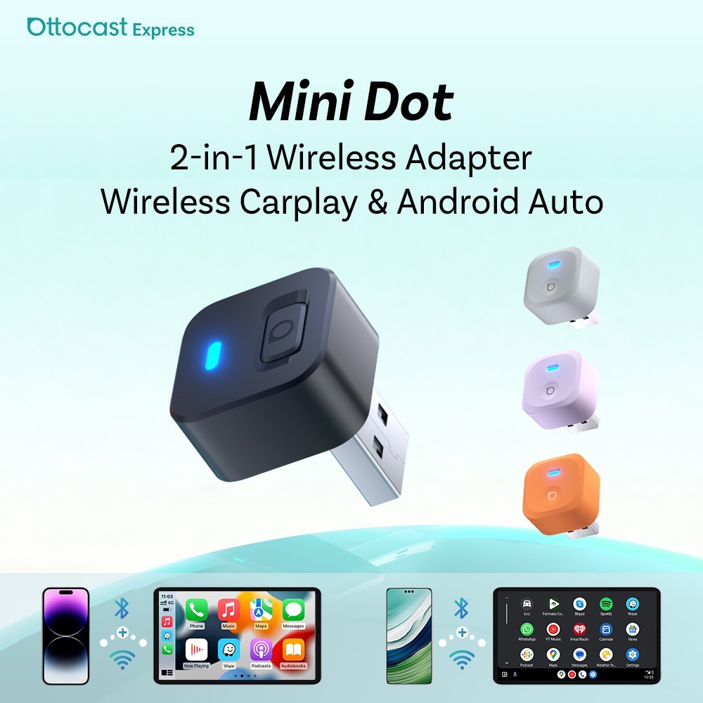 OTTOCAST Mini Dot Cube Adattatore Wireless Carplay Android Auto Bluetooth 5.2  - Miniatura 9