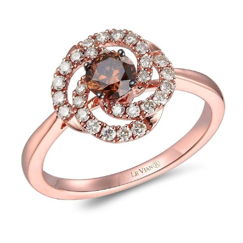 Le Vian 14K Rose Gold Cocktail Ring 0.608 cts White Chocolate Diamonds Size 8