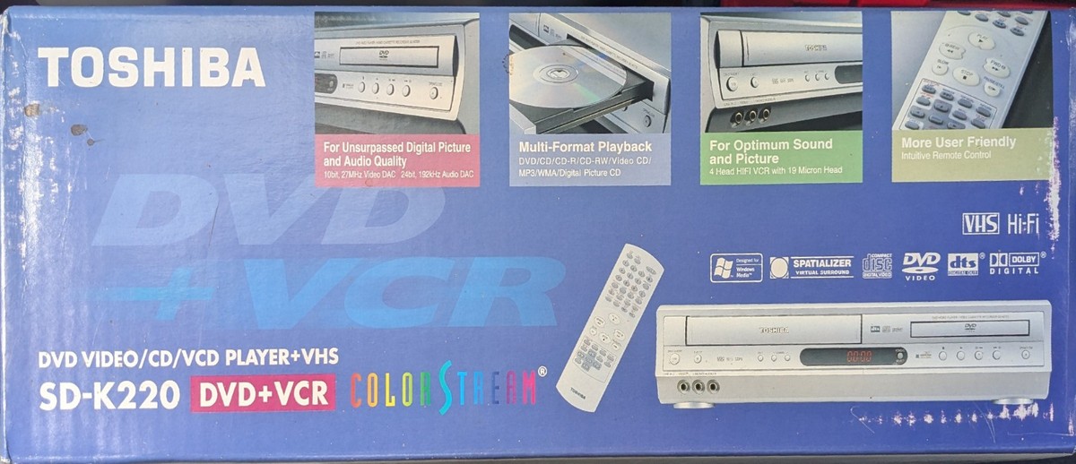 Toshiba DVD CD VCD VCR Combo Player SD K220 Color Stream NEW in