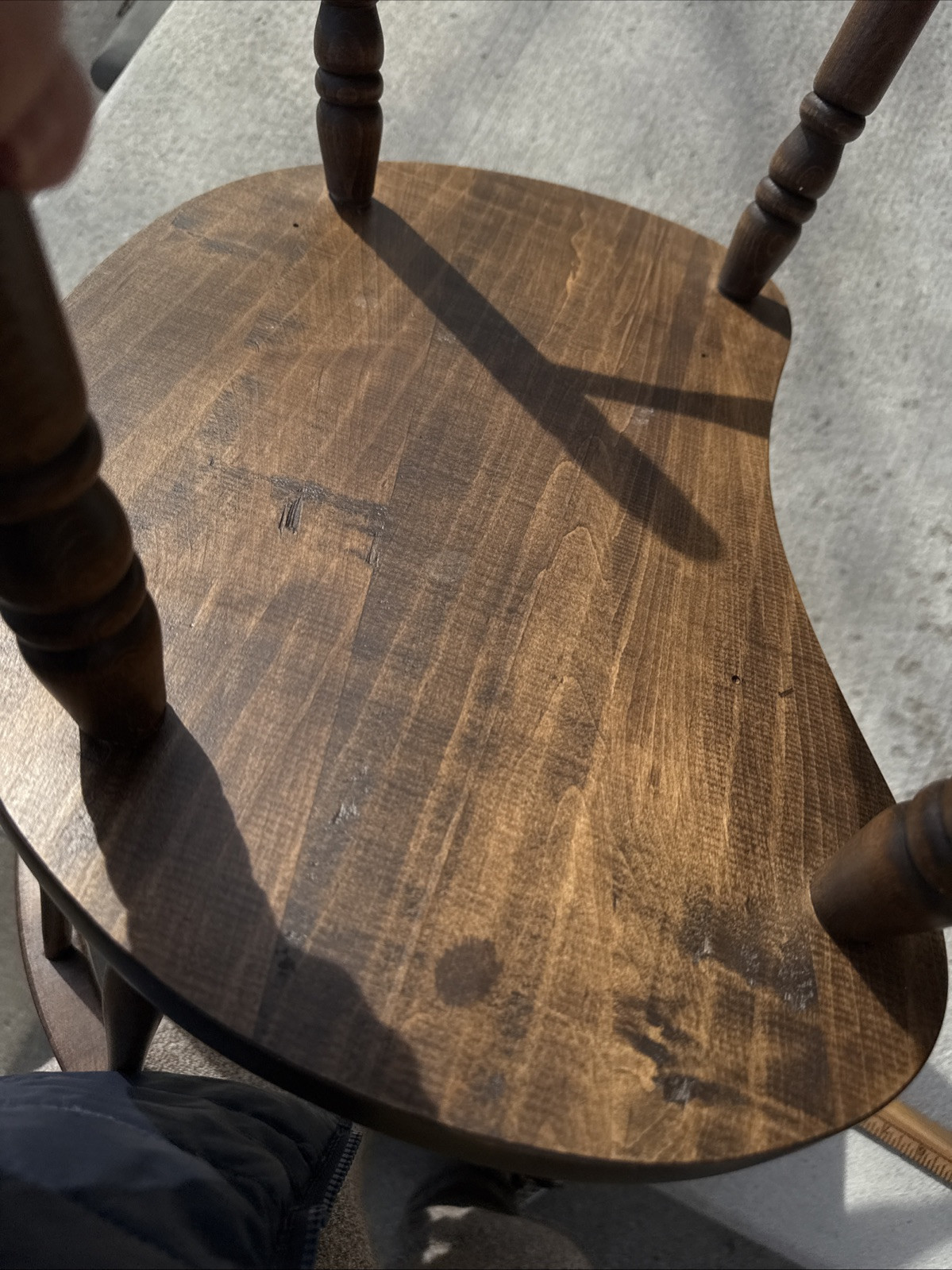 Mid Century Kidney Bean Walnut Spindle Back Vanity Chair Stool Bench Seat