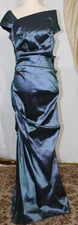 Rickie Freeman for Teri Jon Off-Shoulder Ruched Taffeta Gown Size 8