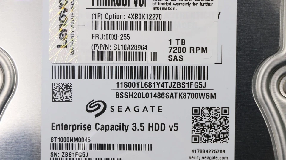 LENOVO 1TB 4XB0F28712 00XH255 ThinkServer SAS 12Gbps 7200 RPM 3.5'' HDD Drive - Image 2 of 4