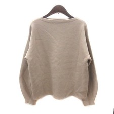 MOUSSY Women's Knit Sweater Boat Neck Long Sleeve Beige F Used