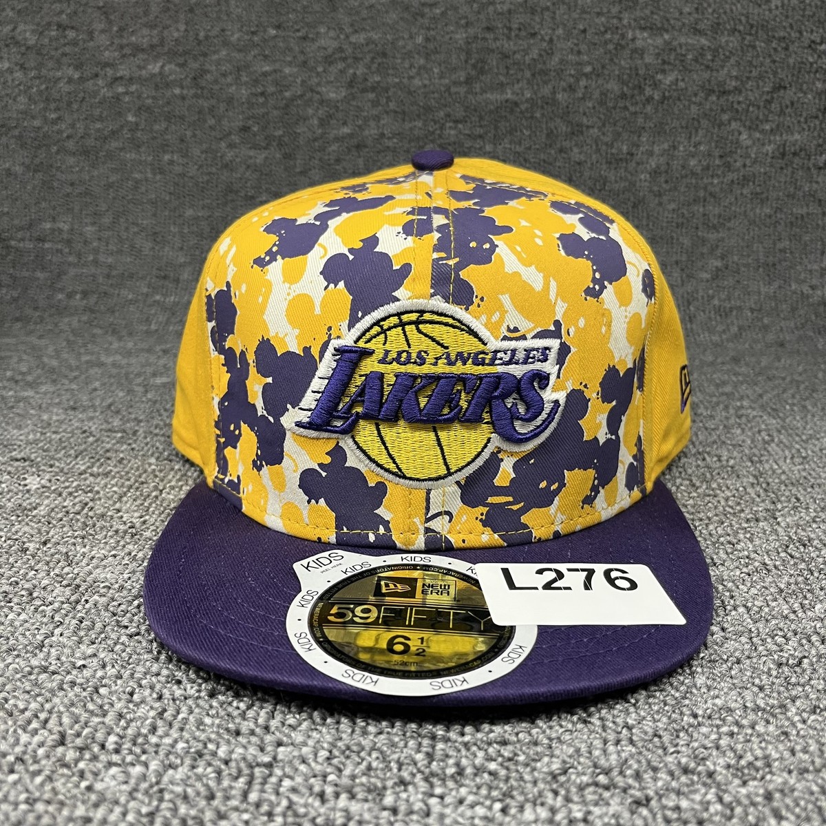 New Era 59FIFTY Los Angeles Lakers Kids Fitted Hat 6 1/2 Abstract Print Yellow