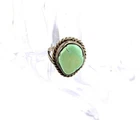Vintage Turquoise Sterling Silver Ring Green Chunky Size 7 1/4 Statement Gift