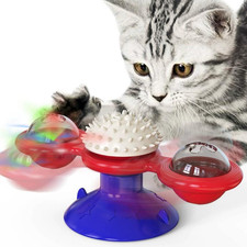 Interactive Cat Toy with LED Ball Catnip Windmill Suction Cup Indoor Play Set