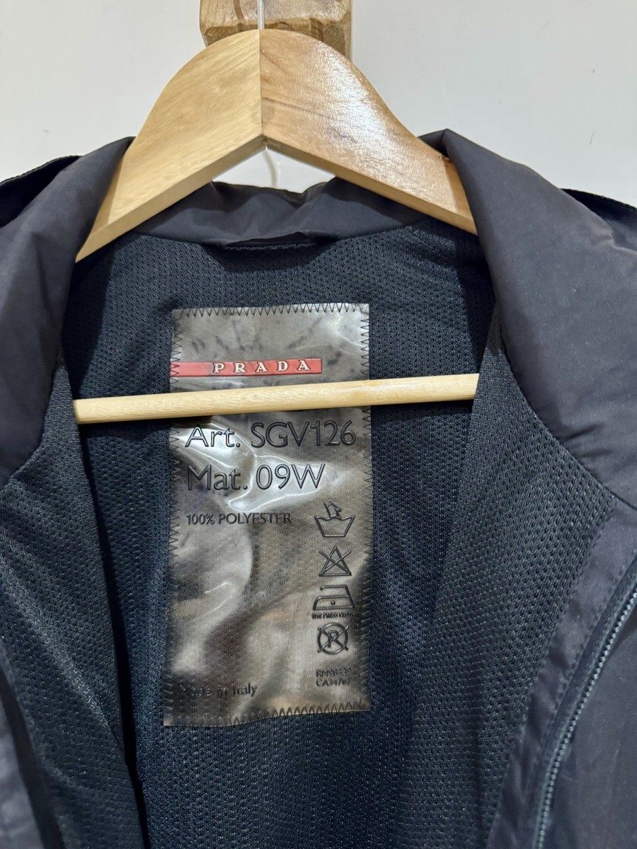 Vintage PRADA SGV126 09W Sport Black Full Zip Windbreaker Bomber