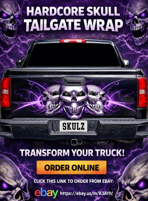 Hardcore Skull Tailgate Wrap   Pickup Truck Vinyl Decal Graphic
