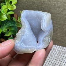 66g blue chalcedony rough chunk stone lace silk striped stone decoration A261