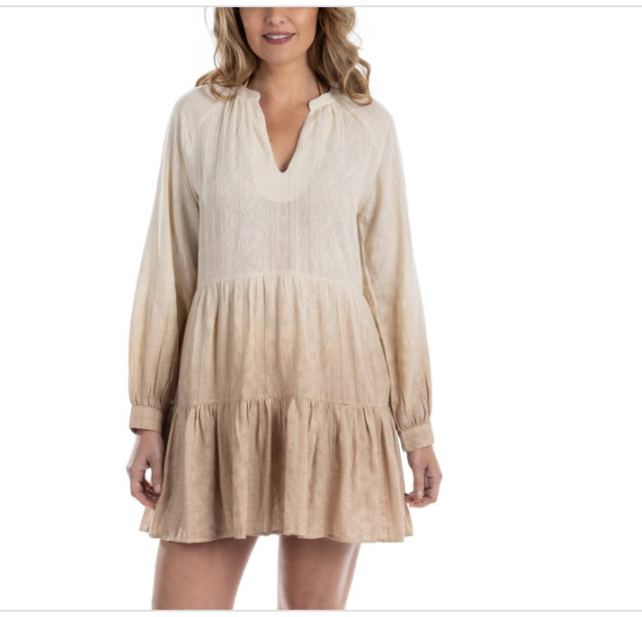 Dotti Women's Ombre Cotton Swim Cover-up Dress beige Size M 2144